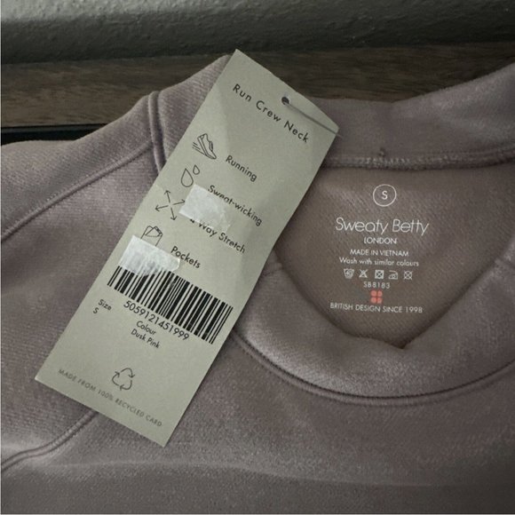 NWT Sweaty Betty [ Small ] Run Crew Neck Performance Sweatshirt Dusk Pink‎ #q423 - Picture 3 of 16